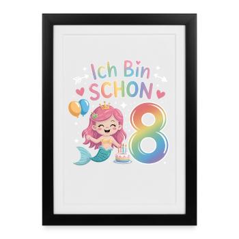 I'm already 8 Mermaid Birthday - Framed poster (27 × 37 cm) - black - Front