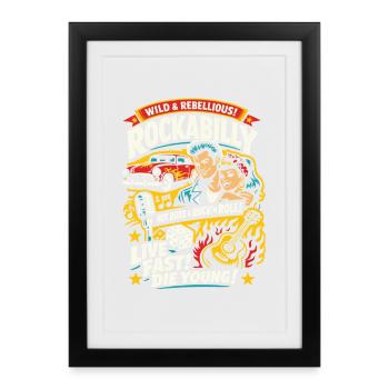 Rockabilly Vintage 50s Rock & Roll - Framed poster (27 × 37 cm) - black - Front