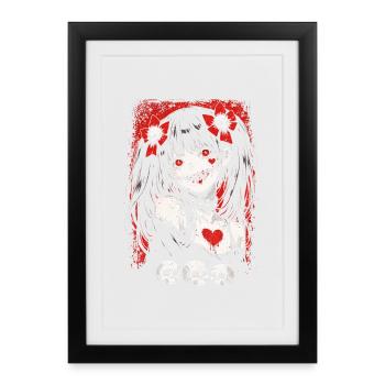 Japanese Horror Anime Girl Creepy Goth - Framed poster (27 × 37 cm) - black - Front
