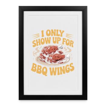 BBQ Wings Sports Evening Snack Motif - Framed poster (27 × 37 cm) - black - Front