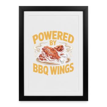 Ailes de poulet : humour drôle de nourriture - Affiche encadrée (27 × 37 cm) - noir - Devant