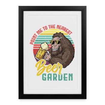 Jardin à bière Sasquatch Rétro - Affiche encadrée (27 × 37 cm) - noir - Devant