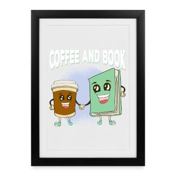 Kaffee trifft Buchfreundschaft - Gerahmtes Poster (27 × 37 cm) - Schwarz - Vorne
