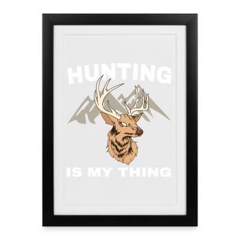 Hunting love: Deer's head in front of mountains - Framed poster (27 × 37 cm) - black - Front