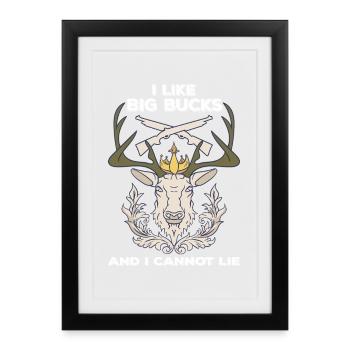 J’aime le design des grands cerfs - Affiche encadrée (27 × 37 cm) - noir - Devant