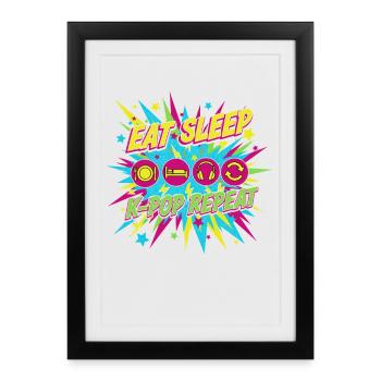 Eat Sleep K-Pop Repeat Korean Music Cute Kpop Fans - Framed poster (27 × 37 cm) - black - Front