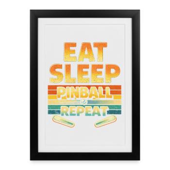Joueur de flipper, joueur de flipper, mange son flipper, dorme. - Affiche encadrée (27 × 37 cm) - noir - Devant