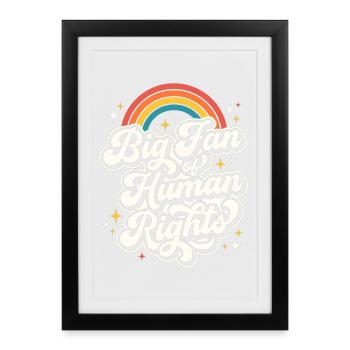 Big Fan of Human Rights Retro Rainbow - Framed poster (27 × 37 cm) - black - Front