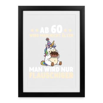 Licorne pour 60 ans – On devient encore plus duveteux - Affiche encadrée (27 × 37 cm) - noir - Devant