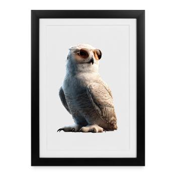 Snowy Owl White Owl Owl Owl Owl Snow Owl - Framed poster (27 × 37 cm) - black - Front