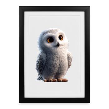 Snowy Owl White Owl Owl Owl Owl Snow Owl - Framed poster (27 × 37 cm) - black - Front