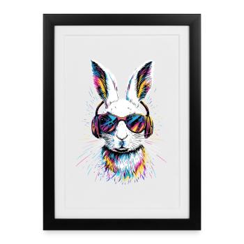 Lapin de montagne Lièvre arctique Labiin albinos Lapin blanc - Affiche encadrée (27 × 37 cm) - noir - Devant