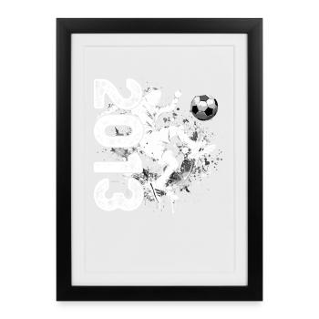 13. Geburtstag Jahrgang 2013 13 Jahre Fußball - Gerahmtes Poster (27 × 37 cm) - Schwarz - Vorne