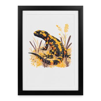 Salamandre de feu Salamandre - Affiche encadrée (27 × 37 cm) - noir - Devant