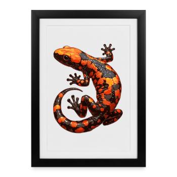 Salamandre de feu Salamandre - Affiche encadrée (27 × 37 cm) - noir - Devant