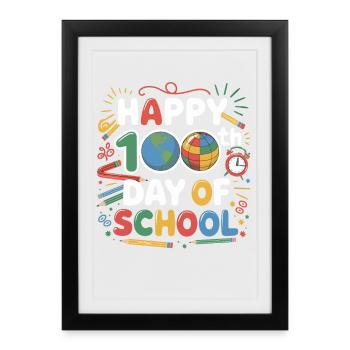 100th day of school – Colourful joy of learning - Framed poster (27 × 37 cm) - black - Front