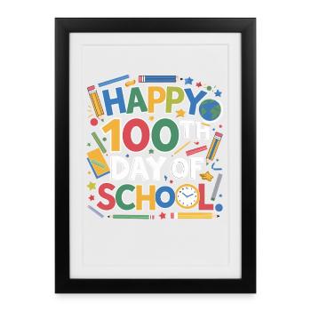 Célébration du 100e jour de l’école - Affiche encadrée (27 × 37 cm) - noir - Devant