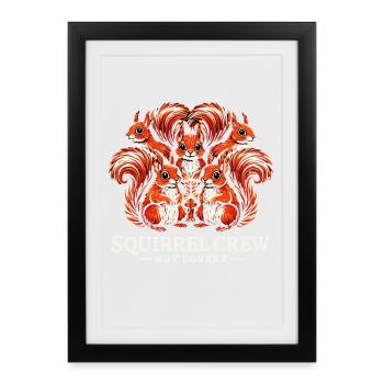Squirrel Crew - Bande d’Eichhörnchen des Amoureux des Noix - Affiche encadrée (27 × 37 cm) - noir - Devant