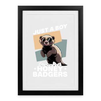 Blaireau drôle - Affiche encadrée (27 × 37 cm) - noir - Devant
