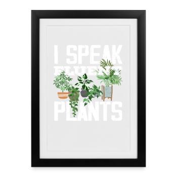 Je parle couramment, les plantes, les amoureux des plantes - Affiche encadrée (27 × 37 cm) - noir - Devant