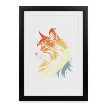 Cat Retro Style - Framed poster (27 × 37 cm) - black - Front