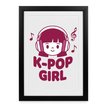 Fille K-Pop Musique coréenne mignonne Ambiances anime Kpop - Affiche encadrée (27 × 37 cm) - noir - Devant