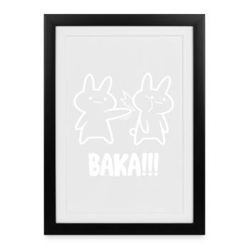 Baka Rabbit Slap Anime Funny Japanese Otaku - Framed poster (27 × 37 cm) - black - Front