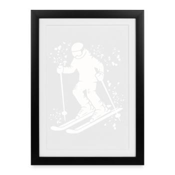 Ski alpin Sports d’hiver Ski nordique - Affiche encadrée (27 × 37 cm) - noir - Devant