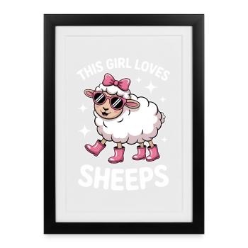 Dictons moutons Moutons Cadeau drôle de mouton - Affiche encadrée (27 × 37 cm) - noir - Devant