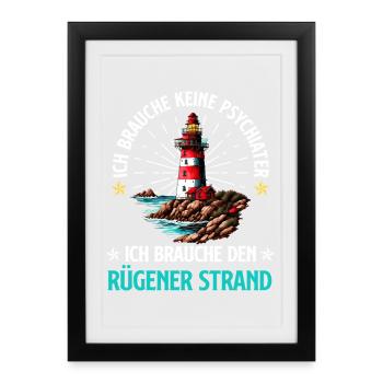 Mer Baltique PAS BESOIN DE PSYCHIATRE RÜGEN CUSTOM - Affiche encadrée (27 × 37 cm) - noir - Devant