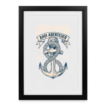 Vacances en mer du Nord CUXHAVEN AHOY ADVENTURE Drôle - Affiche encadrée (27 × 37 cm) - noir - Devant