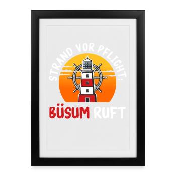 Vacances en mer du Nord PLAGE AVANT L’APPEL DE BÜSUM - Affiche encadrée (27 × 37 cm) - noir - Devant
