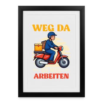Facteur LOIN LÀ-BAS JE DOIS TRAVAILLER Drôle - Affiche encadrée (27 × 37 cm) - noir - Devant