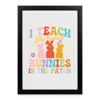 Enseignant de Pâques du patch Teach Bunnies - Affiche encadrée (27 × 37 cm) - noir - Devant