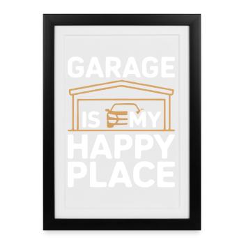 Le garage est mon lieu de félicitations - Affiche encadrée (27 × 37 cm) - noir - Devant
