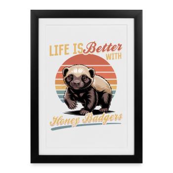 Blaireau drôle - Affiche encadrée (27 × 37 cm) - noir - Devant