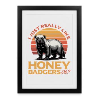 Blaireau drôle - Affiche encadrée (27 × 37 cm) - noir - Devant