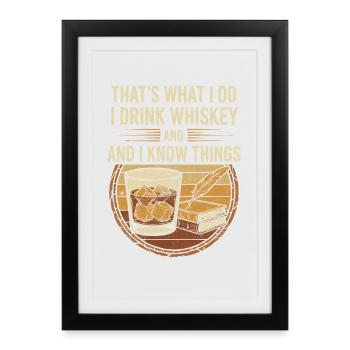 Whisky, livres et look de bar - Affiche encadrée (27 × 37 cm) - noir - Devant