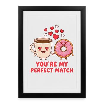 Tu es mon parfait partenaire Donut au café Valentine - Affiche encadrée (27 × 37 cm) - noir - Devant