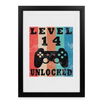 Level 14 Unlocked Gamepad - Framed poster (27 × 37 cm) - black - Front