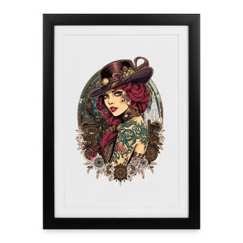 Femmes Steampunk Magnifiques Steampunk - Affiche encadrée (27 × 37 cm) - noir - Devant
