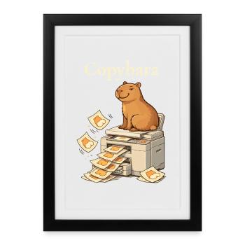 Copybara Capybara on Copier Office Humor - Framed poster (27 × 37 cm) - black - Front