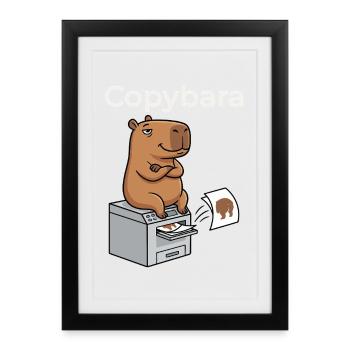 Copybara Capybara on Copier Office Humor - Framed poster (27 × 37 cm) - black - Front