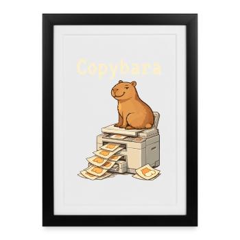 Copybara Capybara on Copier Office Humor - Framed poster (27 × 37 cm) - black - Front