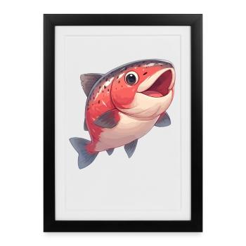 Saumon Saumon - Affiche encadrée (27 × 37 cm) - noir - Devant