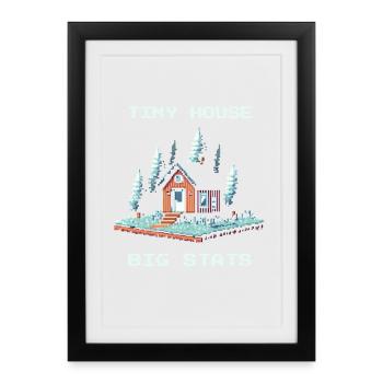 Tiny House, Grandes Valeurs | Minimalisme - Affiche encadrée (27 × 37 cm) - noir - Devant