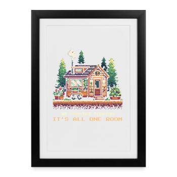 All One Room | Tiny House Minimalism - Framed poster (27 × 37 cm) - black - Front