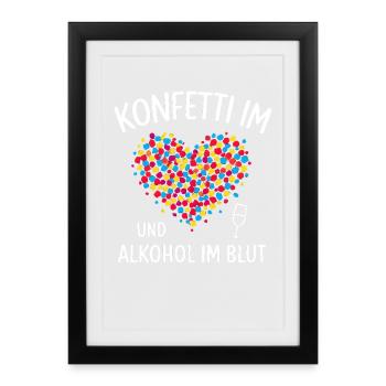 Carnival Confetti Heart Party Saying Carnival - Framed poster (27 × 37 cm) - black - Front
