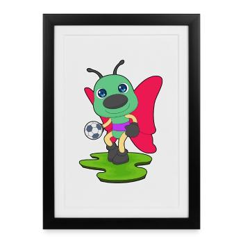 Butterfly Handball Player Handball Sport - Framed poster (27 × 37 cm) - black - Front