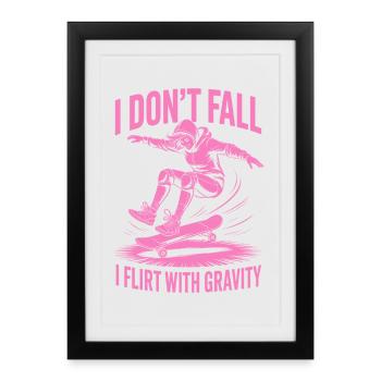 Dictons de skateurs Skateboard Drôle de cadeau de skateur - Affiche encadrée (27 × 37 cm) - noir - Devant